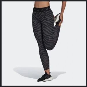 adidas Black & Gray techfit Zebra-Print High-Waist Leggings